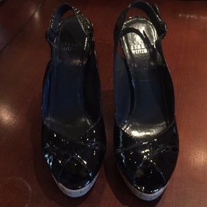 Stuart Weitzman Patent Platform Peep Toe Shoes